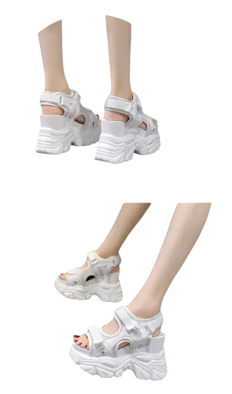 White platform sandals.