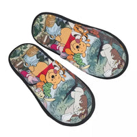 Custom Winnie Pooh Bear Manga House Slippers Women Cozy Memory Foam Slip On Hotel Slipper Shoes - 11 / M