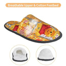 Custom Winnie Pooh Bear Manga House Slippers Women Cozy Memory Foam Slip On Hotel Slipper Shoes