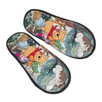Custom Winnie Pooh Bear Manga House Slippers Women Cozy Memory Foam Slip On Hotel Slipper Shoes