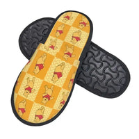 Custom Winnie Pooh Bear Manga House Slippers Women Cozy Memory Foam Slip On Hotel Slipper Shoes
