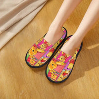 Custom Winnie Pooh Bear Manga House Slippers Women Cozy Memory Foam Slip On Hotel Slipper Shoes