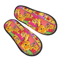 Custom Winnie Pooh Bear Manga House Slippers Women Cozy Memory Foam Slip On Hotel Slipper Shoes