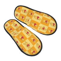 Custom Winnie Pooh Bear Manga House Slippers Women Cozy Memory Foam Slip On Hotel Slipper Shoes