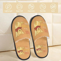 Custom Winnie Pooh Bear Manga House Slippers Women Cozy Memory Foam Slip On Hotel Slipper Shoes