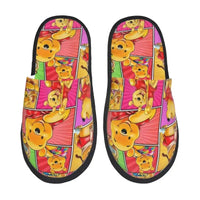Custom Winnie Pooh Bear Manga House Slippers Women Cozy Memory Foam Slip On Hotel Slipper Shoes