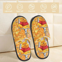 Custom Winnie Pooh Bear Manga House Slippers Women Cozy Memory Foam Slip On Hotel Slipper Shoes