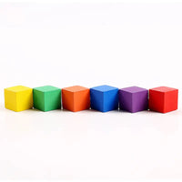 100 Cube Wood Small Building Block Children’s Educational Toys - 2cm Color 100 Tablets