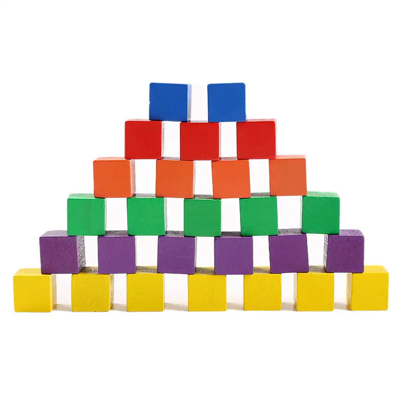 100 Cube Wood Small Building Block Children’s Educational Toys - 2cm Color 100 Tablets