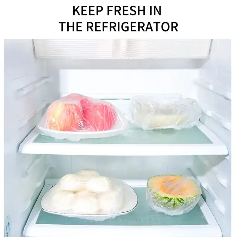 100 Pieces Plastic Wrap Extra Thick Disposable Plastic Wrap - Clear Retractable Plastic Wrap for Leftovers Fruits