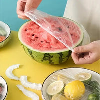 100 Pieces Plastic Wrap Extra Thick Disposable Plastic Wrap - Clear Retractable Plastic Wrap for Leftovers Fruits