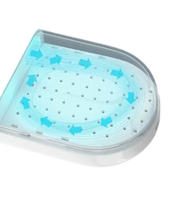 White container with blue arrows.