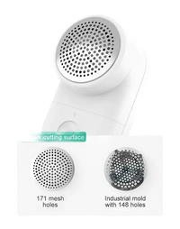 White lint remover with mesh holes.