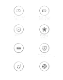 Product feature icons.