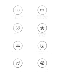 Product feature icons.