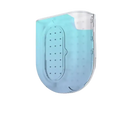Transparent blue water tank with perforated insert.