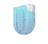 Transparent blue water tank with perforated insert.
