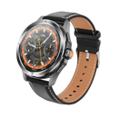 Smartwatch with leather band.