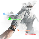 Smartwatch displaying fitness data.