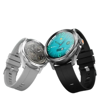 Two smartwatches with different colored bands.