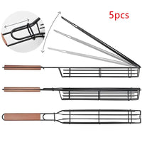 Stainless Steel BBQ Grill Mesh Tool Set - Burlywood 45cm 5pcs