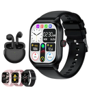 Black smartwatch with earbuds.