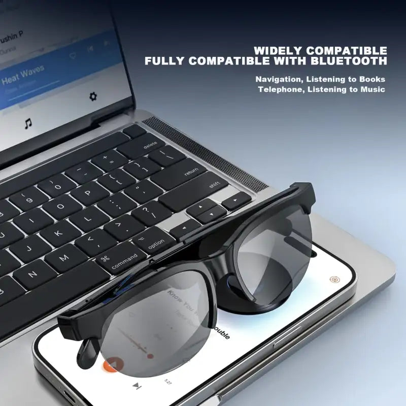 Your Eyes New Best Friend Black Wireless Sunglasses Bluetooth Connectivity Touch Controls