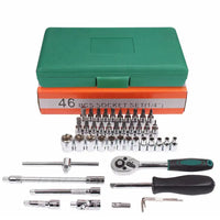 ProAuto 46pc Socket & Ratchet Repair Tool Kit - Green