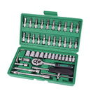 ProAuto 46pc Socket & Ratchet Repair Tool Kit - Green