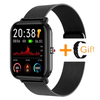 Black LIGE Q9 Pro smartwatch with mesh band, waterproof temperature monitor and music tool