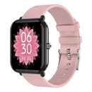Pink smartwatch with black face from Your LIGE Q9 Pro, water-resistant body temp music monitor