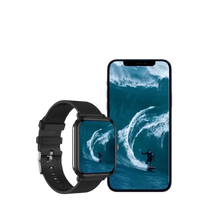 LIGE Q9 Pro smartwatch and smartphone showing surfing image with body temp music waterproof monitor