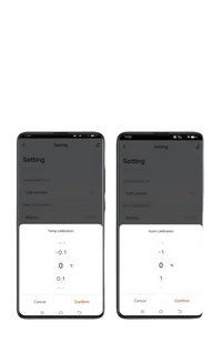 Temperature and humidity calibration interface on smartphones.