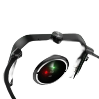 Black smartwatch with heart rate sensor.