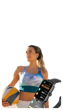 Smartwatch displaying workout data.