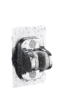 Chrome shower head holder.