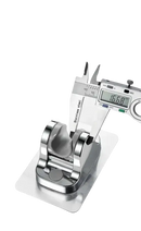 Chrome shower head holder being measured.