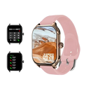 Smartwatch with pink band.
