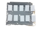 Gray storage organizer with white labels in plastic packaging.