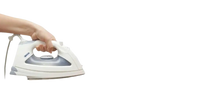 Steam iron being used.