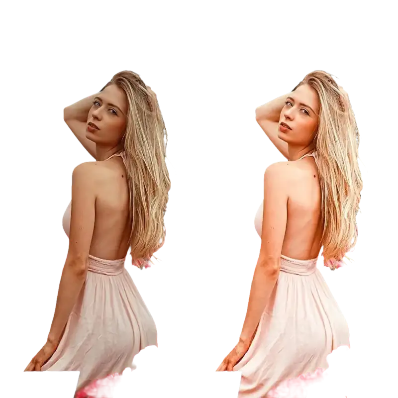 Before-and-after photo lighting comparison.