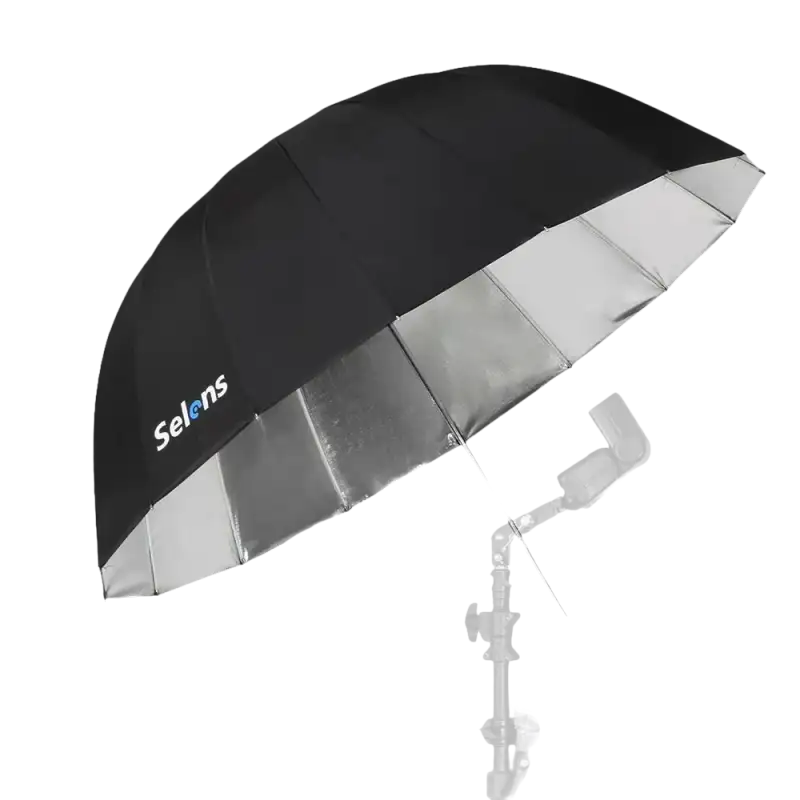 Black and silver photography umbrella.