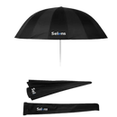 Black photography umbrella with dimensions and weight information.