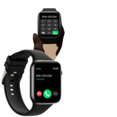 Black smartwatch with calling capabilities.