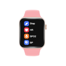 Pink smartwatch with health tracking features.