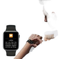Smartwatches displaying messages.