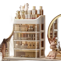 Cosmetic storage organizer with drawers.