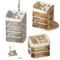 Cosmetic storage organizers with drawers.