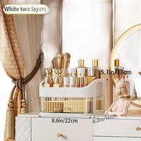 White two-layer cosmetic organizer.