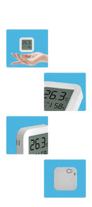 Digital thermometer with LCD screen showcasing Your Sweet Tuya Temperature Humidity Sensor Mini LCD Display, trendy and easy to read